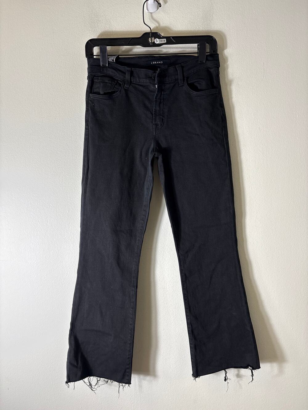 J Brand Black Selena Frayed Ankled Denim Sz 27